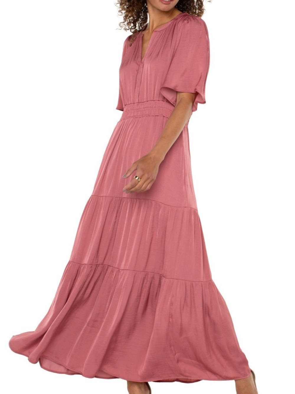 Liverpool Rose Satin Midi Dress Large